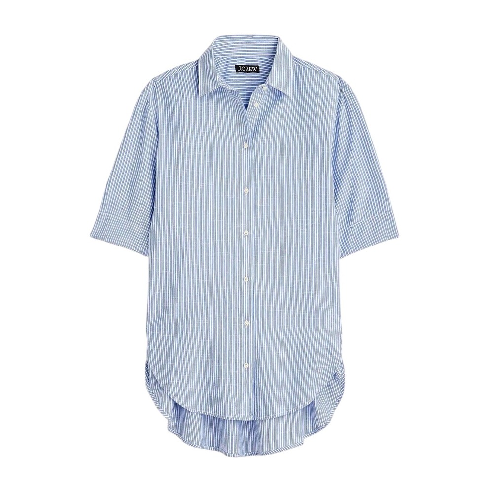 J Crew Airy gauze button-up shirt in stripe Blue & White Size XXL